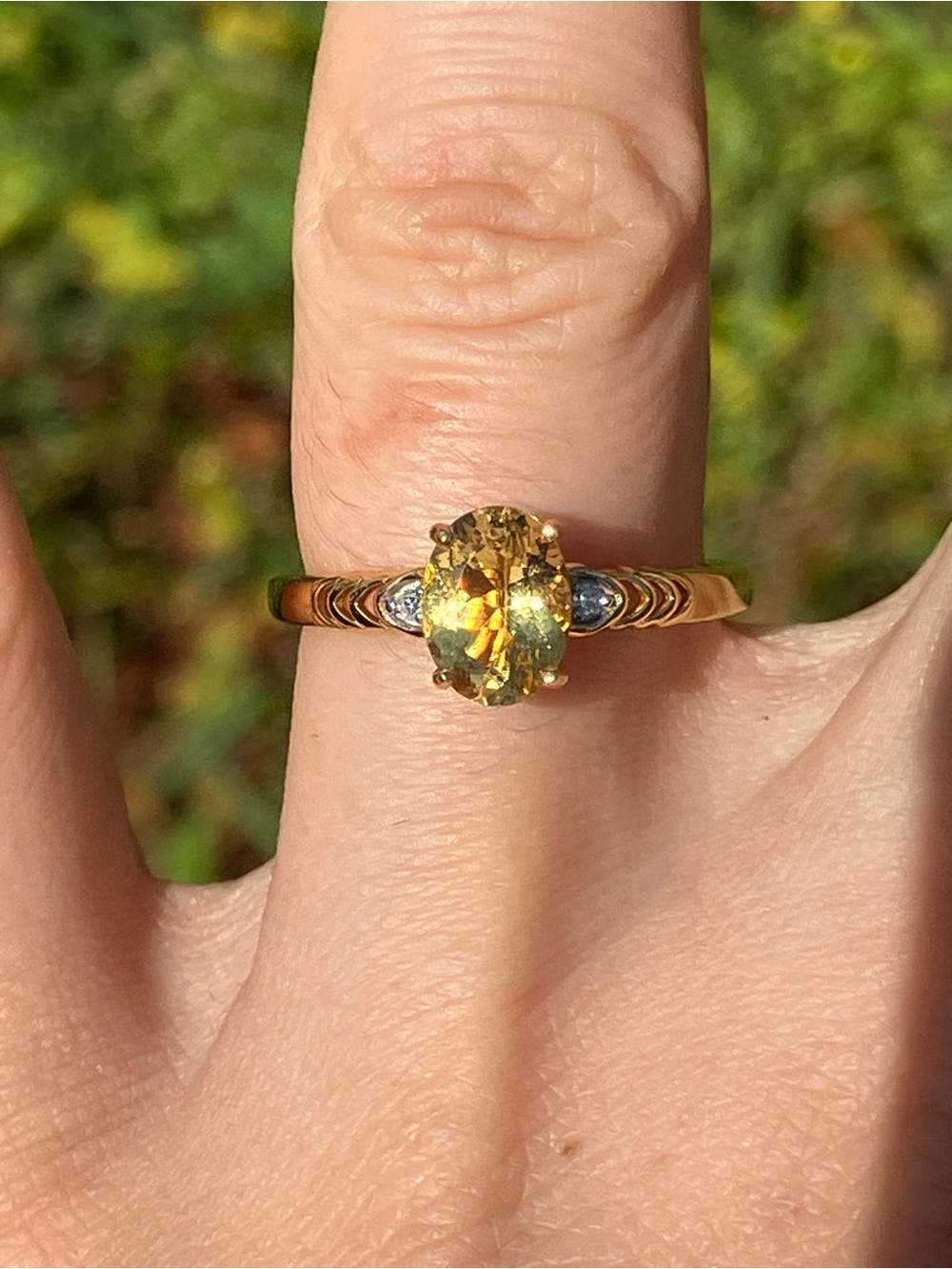 Golden Apatite Lab Grown Diamond Ring Size 7